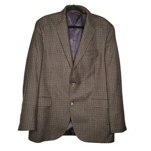 Jack Victor Men’s 44L Wool Blazer Gray Glen Plaid Classic Sport Coat Union Made